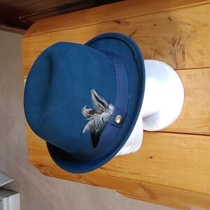 🌻Sandra Augelozzi Blue Wool Fedora